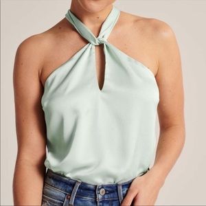 Abercrombie Halter neck bodysuit in ivory
